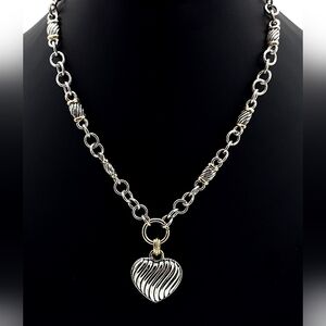 Unbranded Two‎ Tone Heart Pendant Necklace
